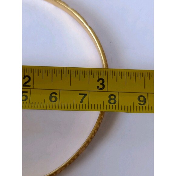 Indian Gold Plated Bangles Set Of 2 Etched 9.42 Inches - Picture 4 of 4
